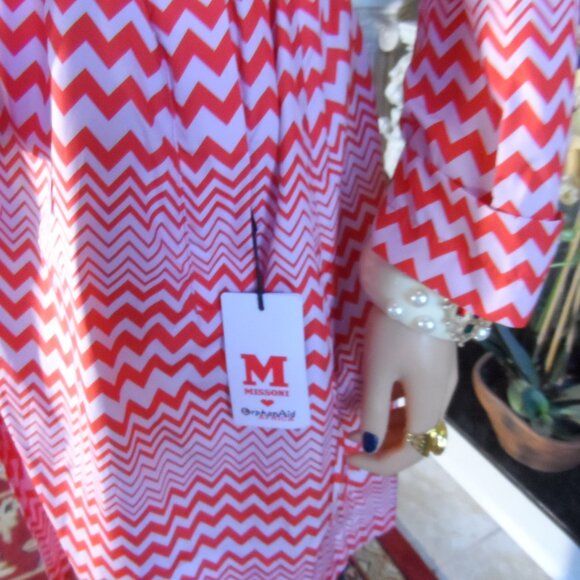 New Missoni For African Aid Red & White Zizzag Pattern Trench/Rain Coat Size L - Picture 10 of 16